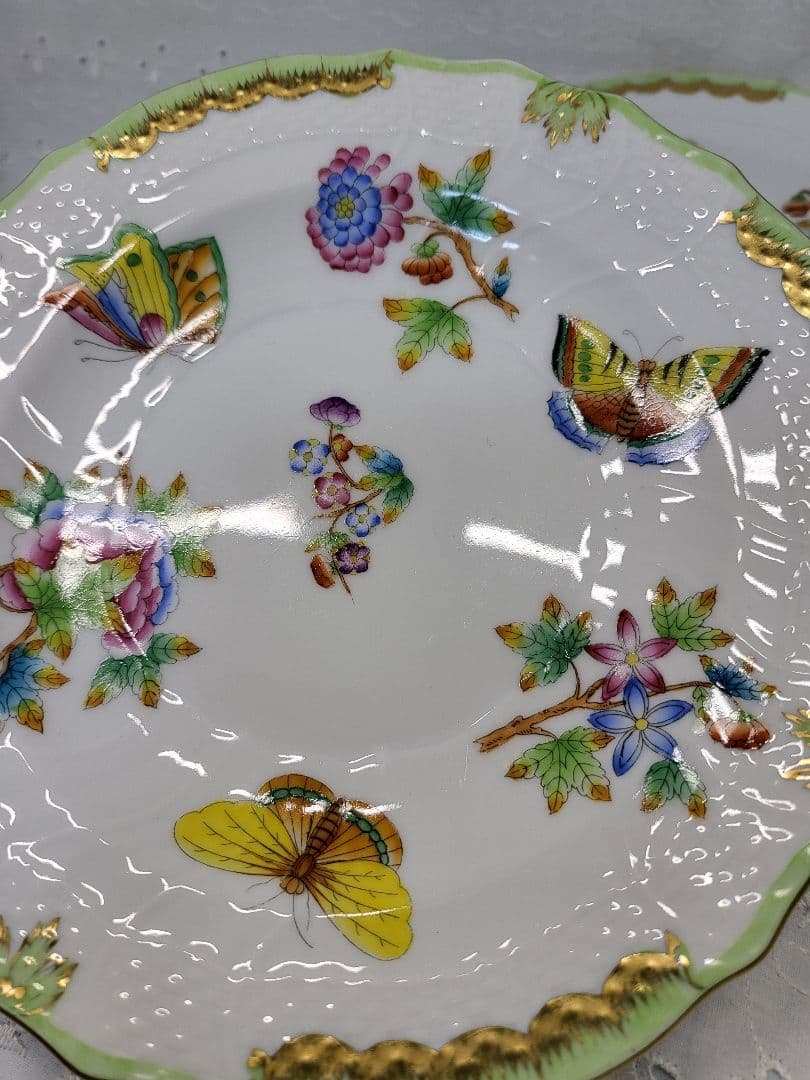 2枚✨ヘレンド ヴィクトリアブーケ サラダ デザート プレート 19皿 花蝶①