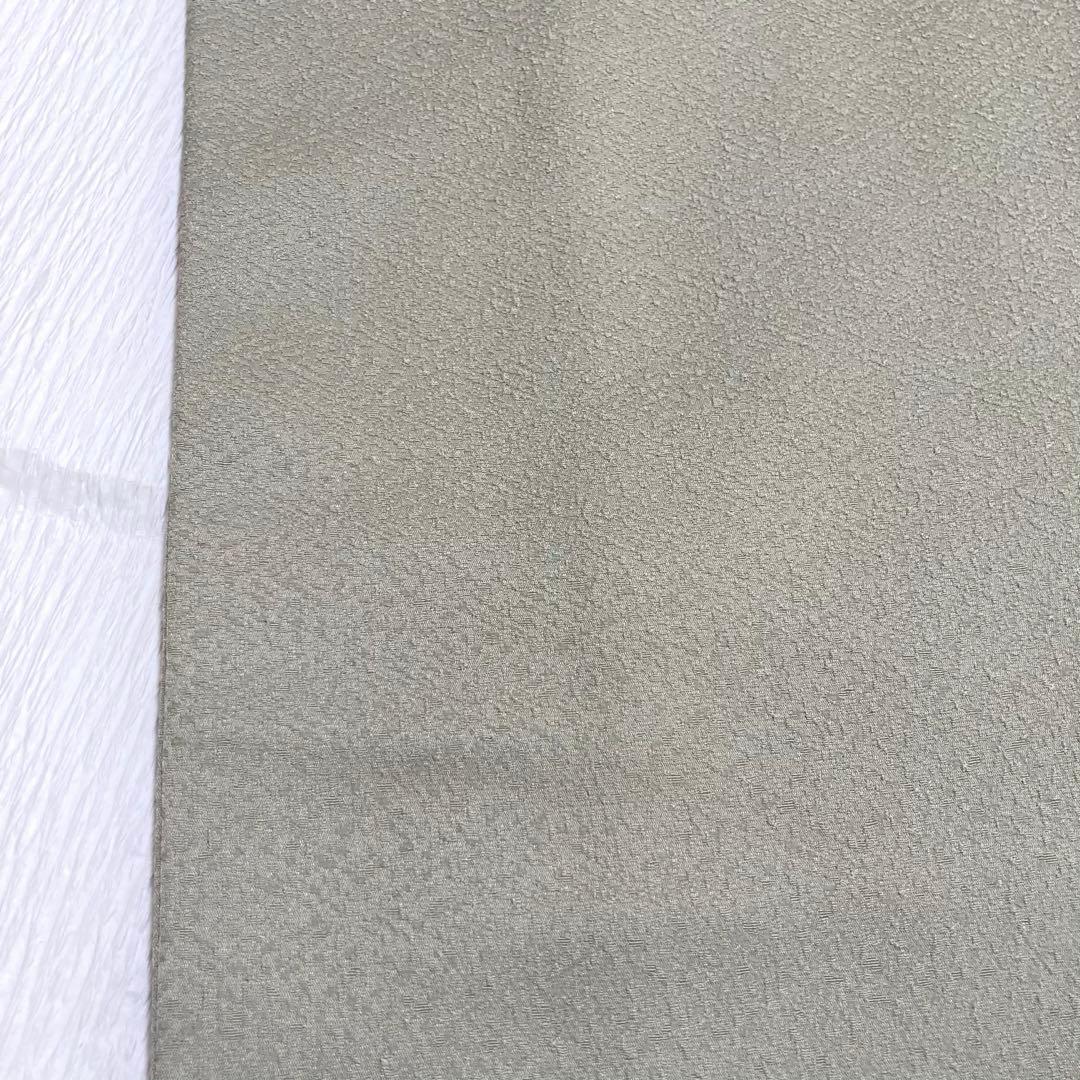 【美品✨】東レシルック　さんび　洗える着物　熊谷好博子　色無地　灰みの黄緑色P6