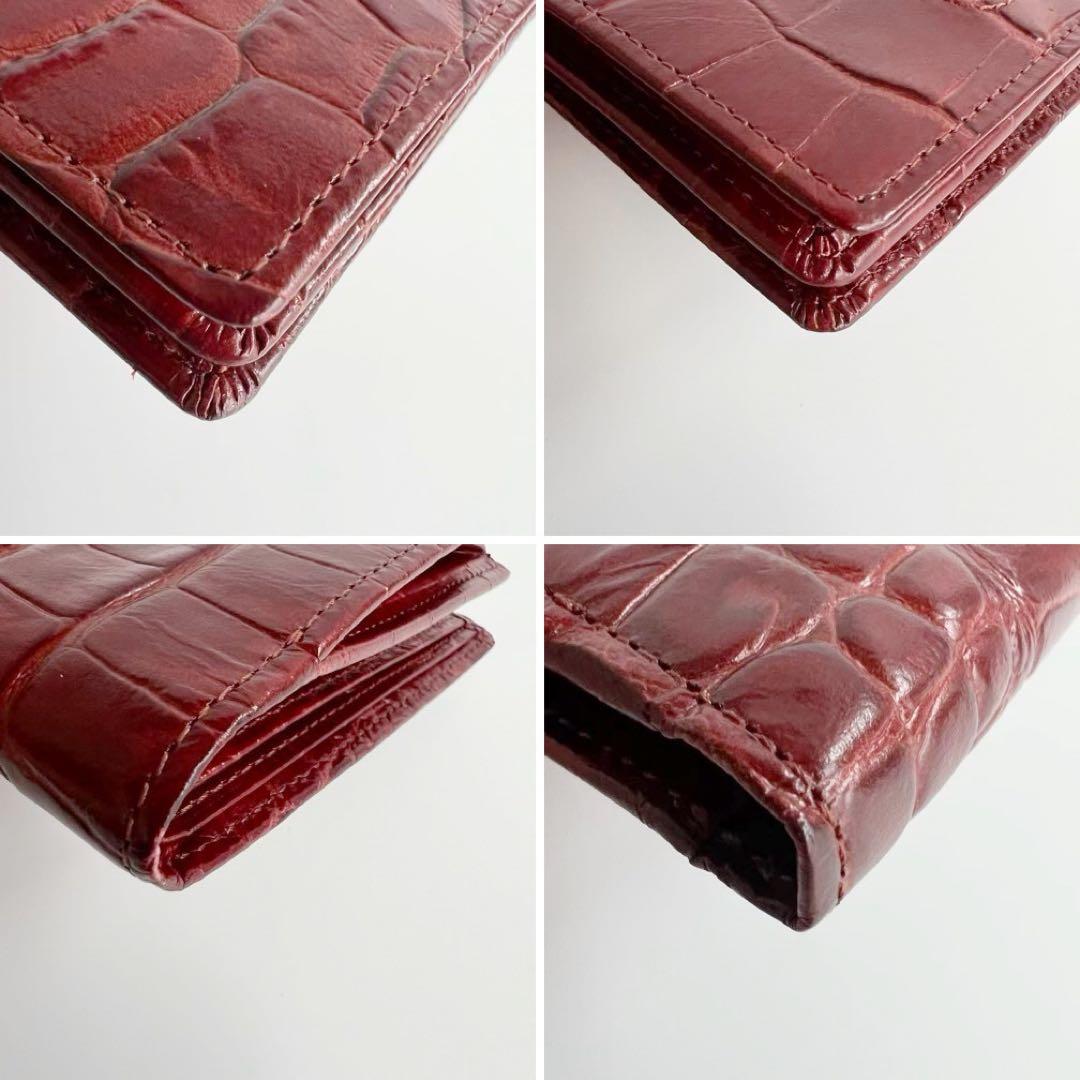 新品 未使用　aniary アニアリ　2つ折り財布　クロコダイル　ワイン