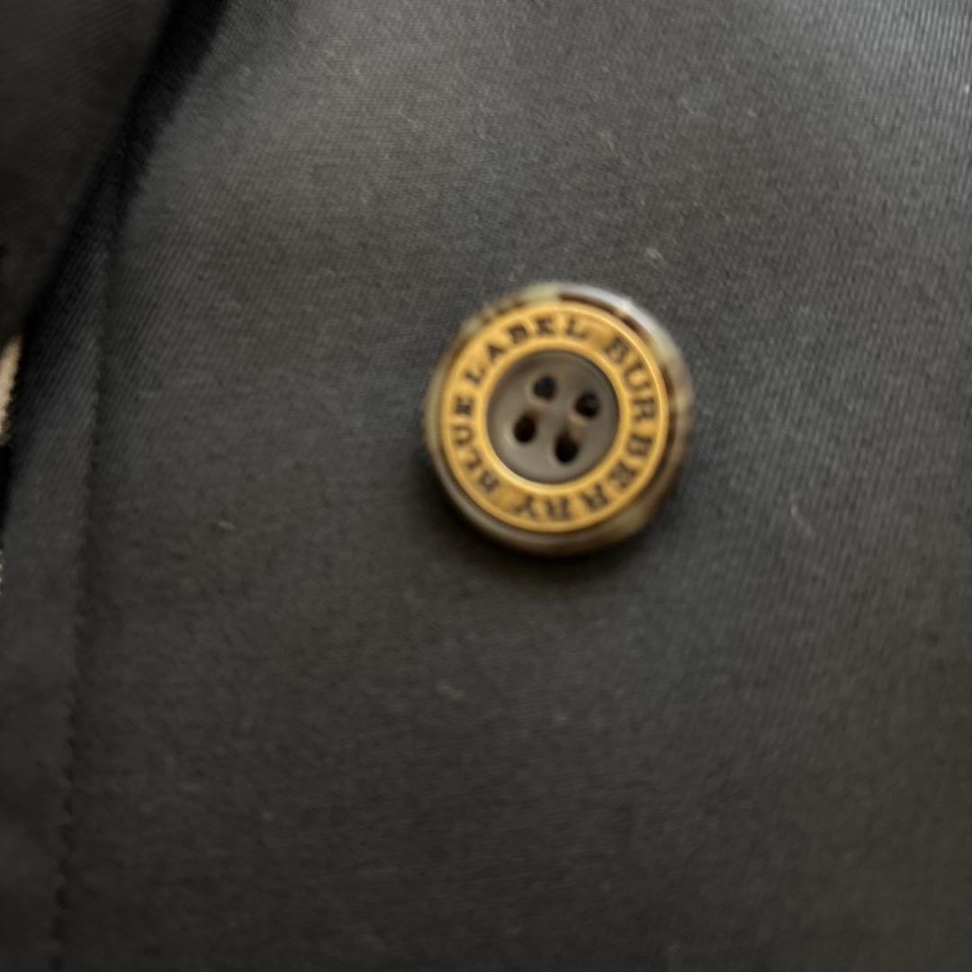 【美品】バーバリーブルーレーベル 裏地ノバチェック 黒 ステンカラーコート 38