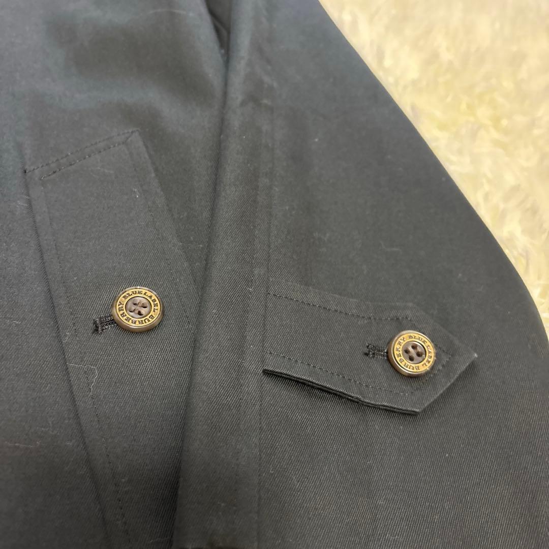 【美品】バーバリーブルーレーベル 裏地ノバチェック 黒 ステンカラーコート 38