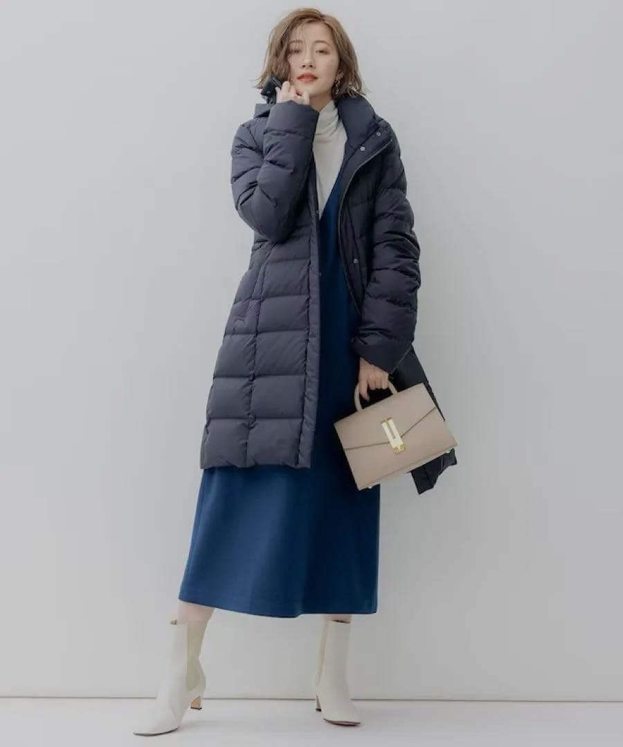 大きいサイズ46＊２３区 上質ウール圧縮 ジャージーワンピース＊自由区ICB組曲