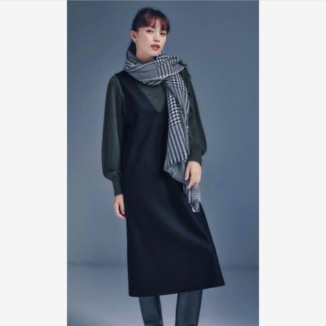 大きいサイズ46＊２３区 上質ウール圧縮 ジャージーワンピース＊自由区ICB組曲