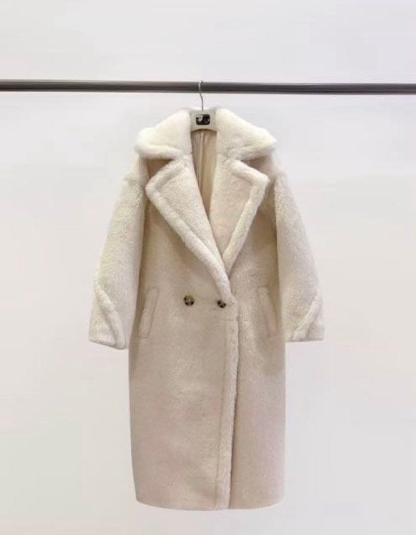 新品未使用 ベアロングコート テディコート ホワイト アウターS