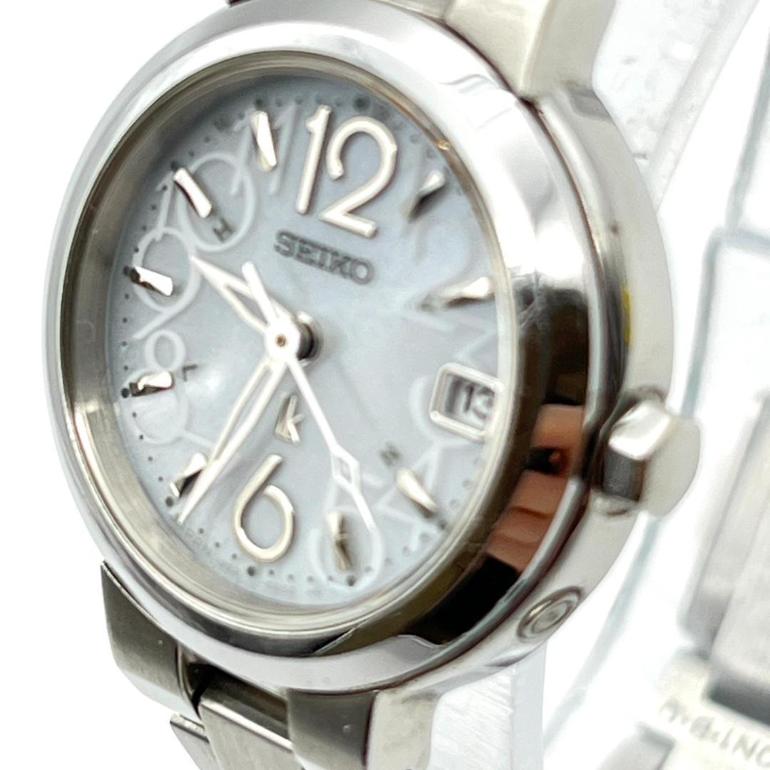 美品 セイコー 腕時計 ルキア 電波ソーラー電池 ラウンド 3針 レディース