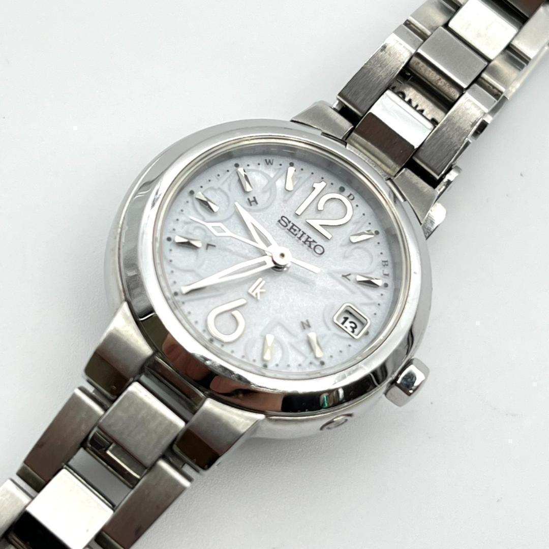 美品 セイコー 腕時計 ルキア 電波ソーラー電池 ラウンド 3針 レディース