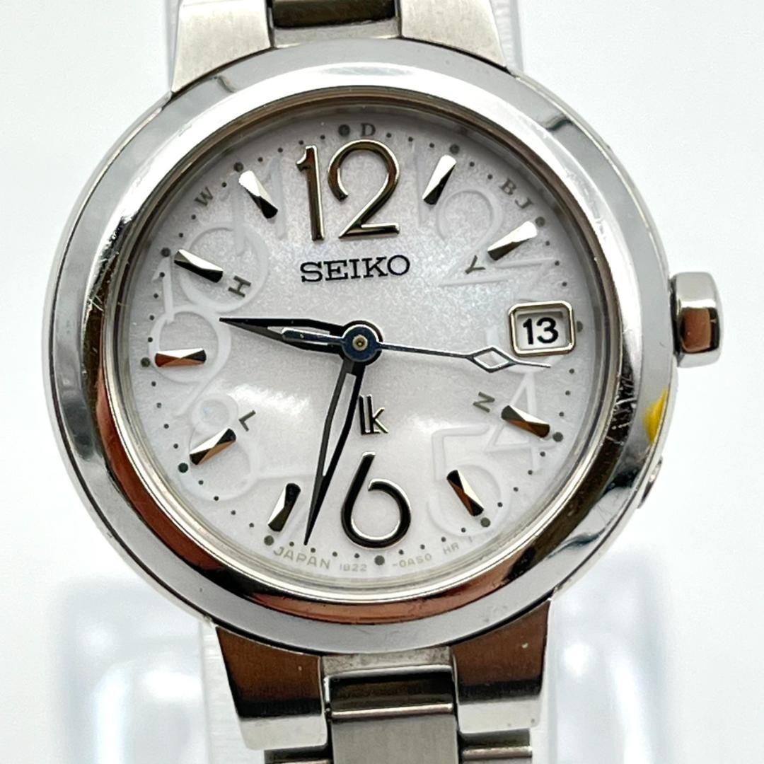 美品 セイコー 腕時計 ルキア 電波ソーラー電池 ラウンド 3針 レディース