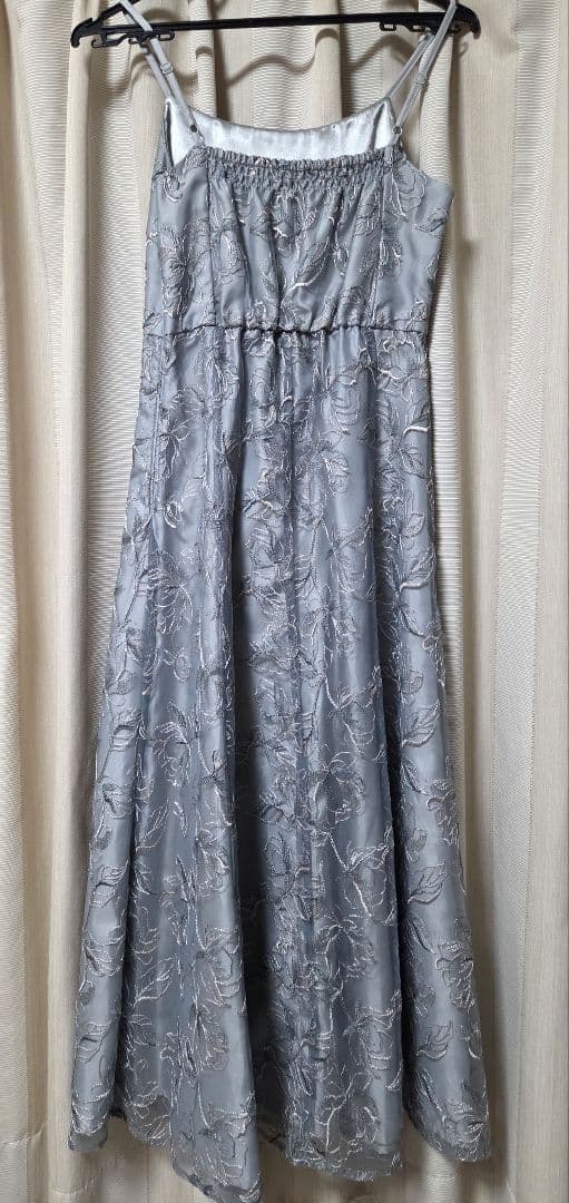 ブルーグレー 刺繍 ワンピース　ドレス　２点セット（ボレロ付き）