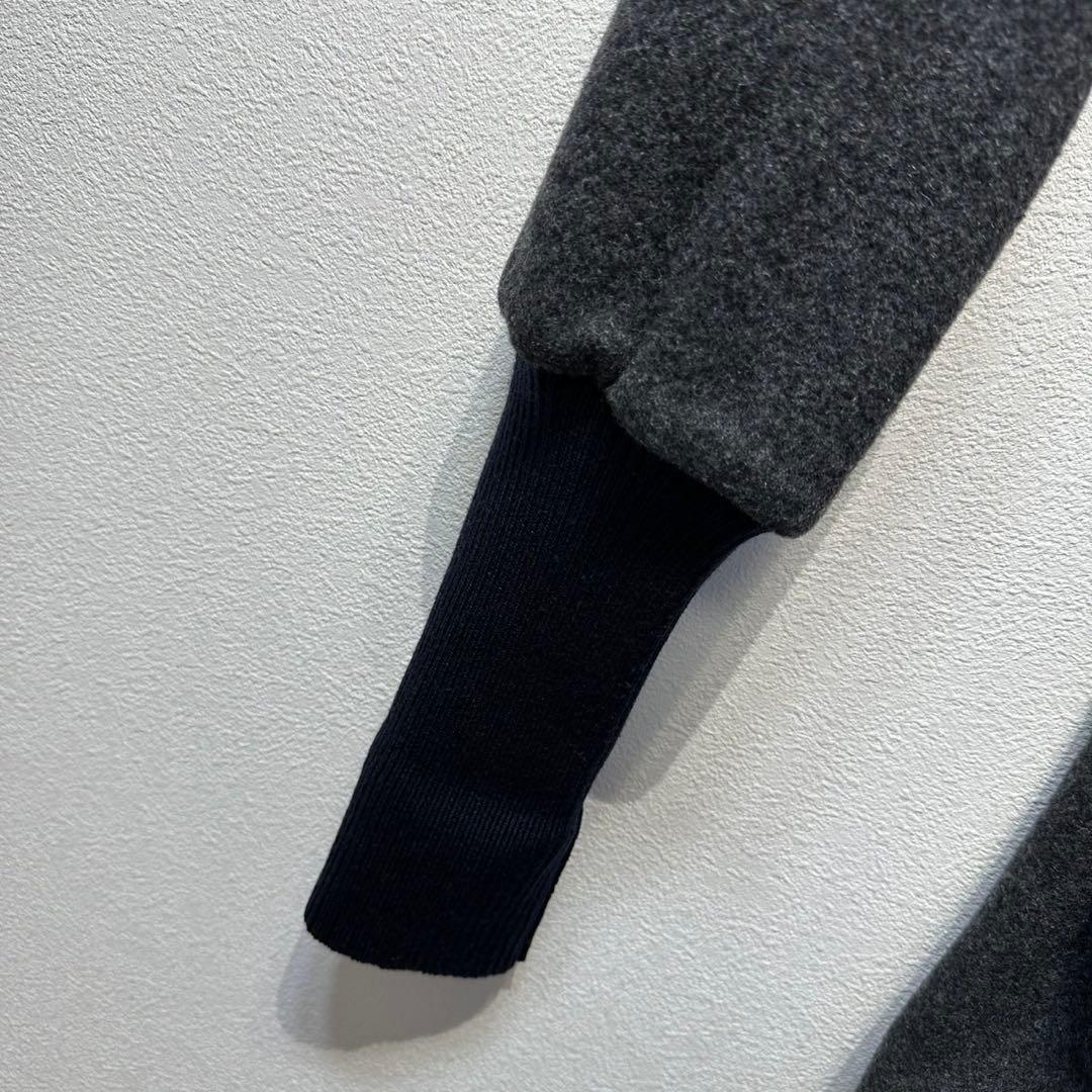 希少 美品 ワイズ ウール 変形 ハイネック デザイン ウール ロングコート 2