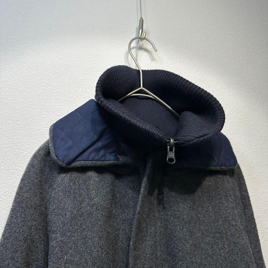 希少 美品 ワイズ ウール 変形 ハイネック デザイン ウール ロングコート 2