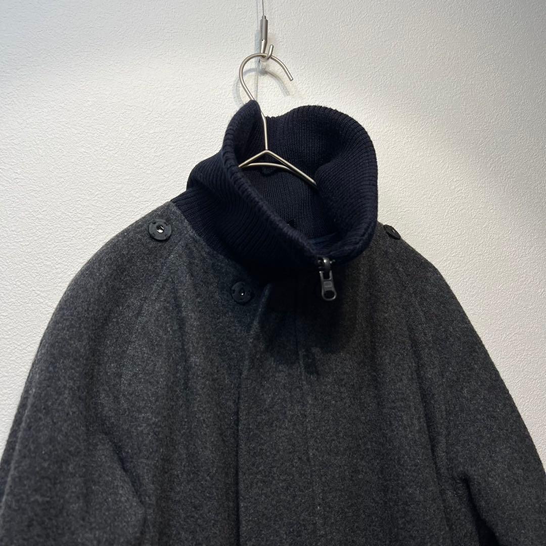 希少 美品 ワイズ ウール 変形 ハイネック デザイン ウール ロングコート 2