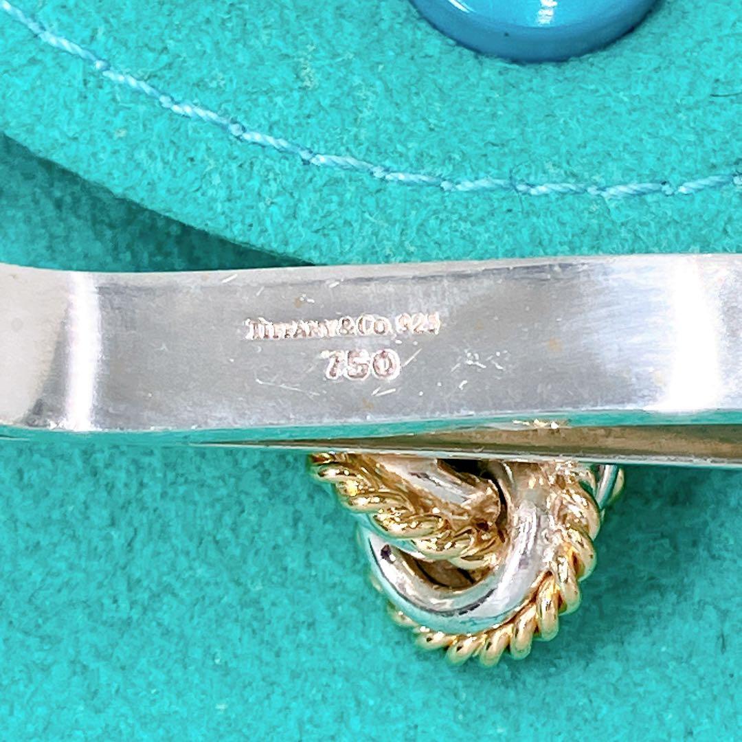 美品 オールドティファニー ノット コンビ タイピン タイバー シルバー k18