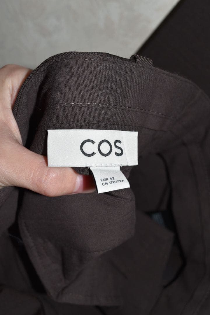 25AW COS プリーツウールワイドレッグパンツ ダークブラウン size42