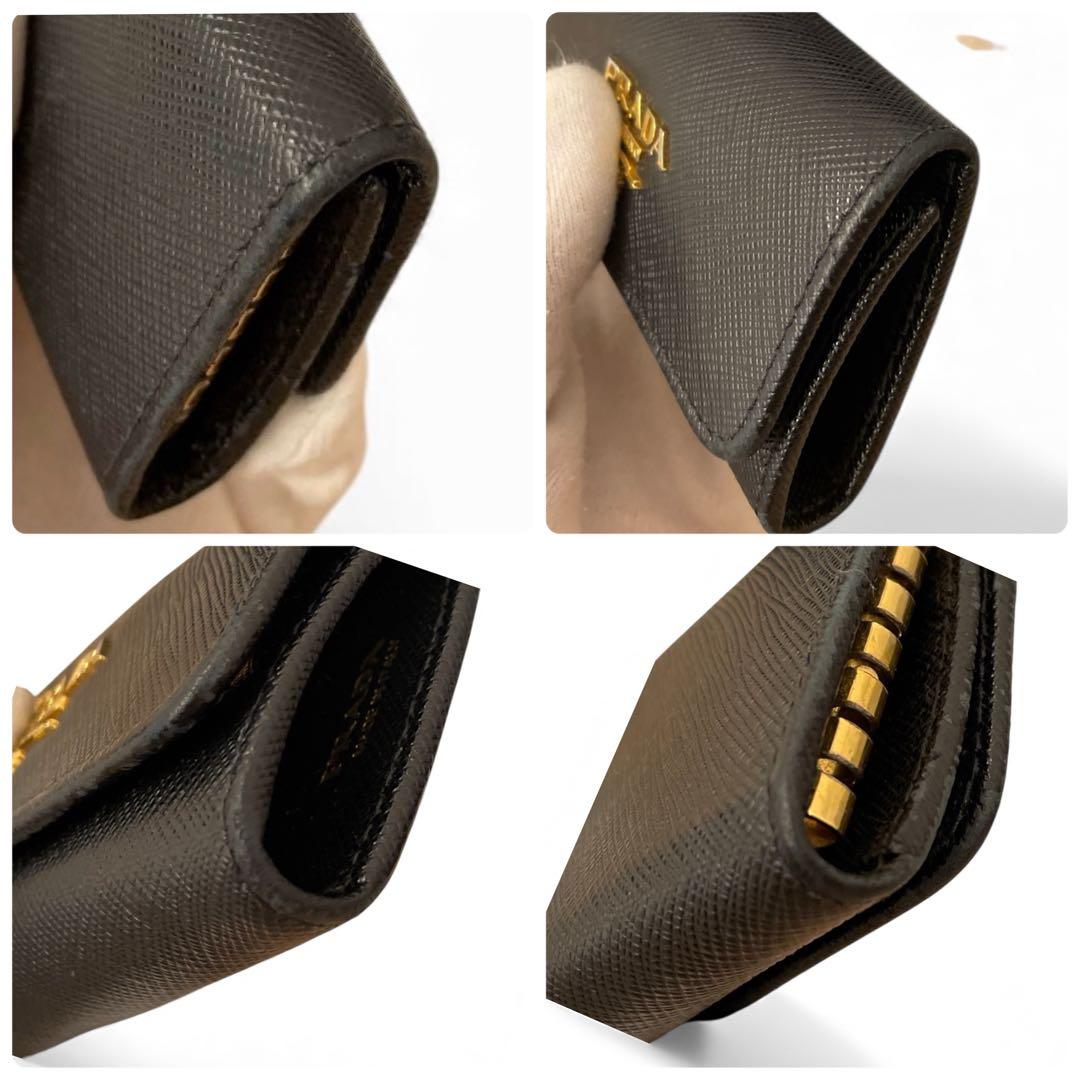 【極美品】PRADA キーケース 6連 サフィアーノレザー 黒 ゴールド金具