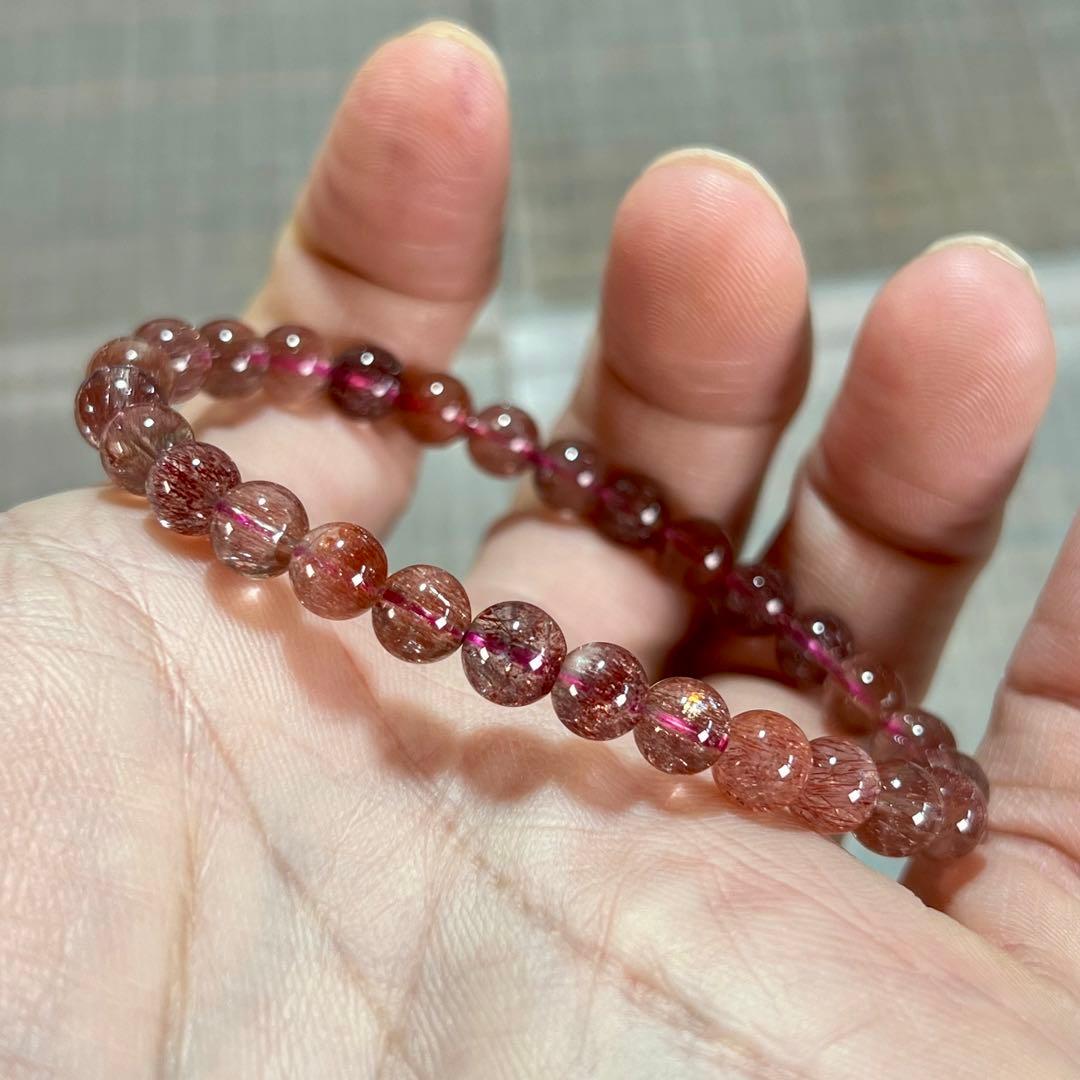 最高級　スーパーセブンブレスレット　レッドレピドクロサイトインクォーツ