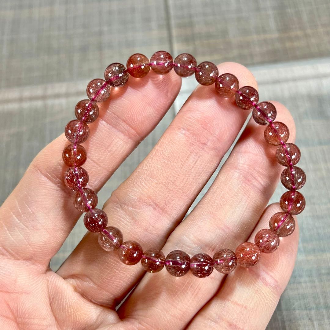 最高級　スーパーセブンブレスレット　レッドレピドクロサイトインクォーツ