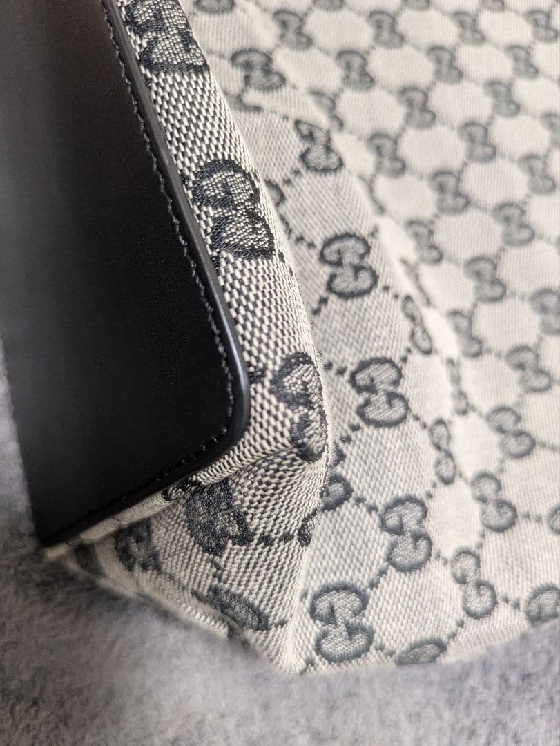 グッチ GG柄 キャンバス レザー トートバッグ ハンドバッグ 黒