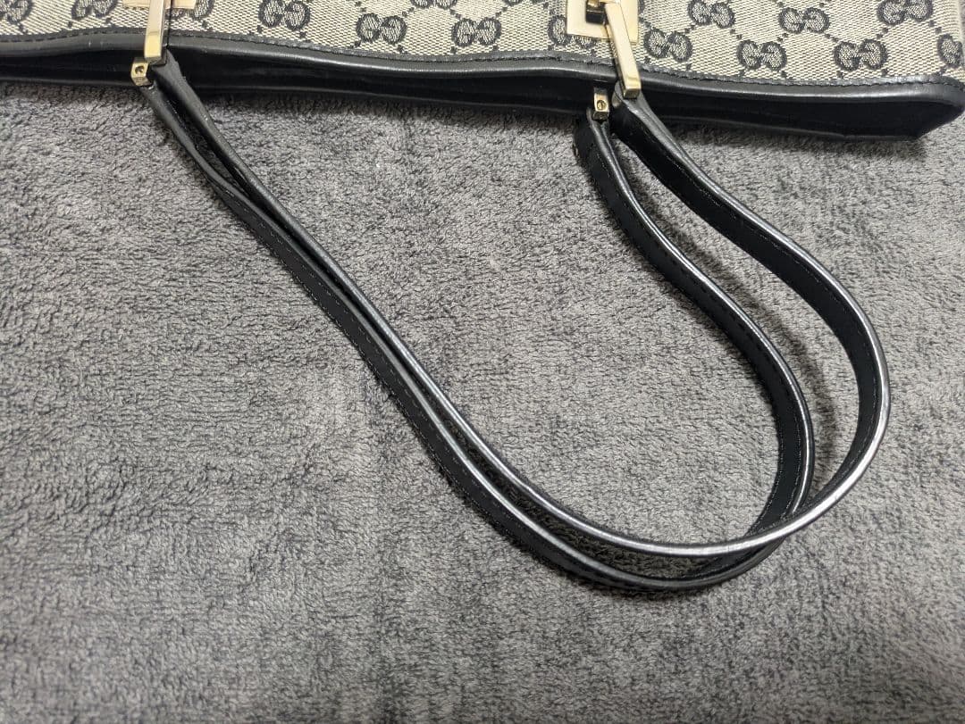 グッチ GG柄 キャンバス レザー トートバッグ ハンドバッグ 黒
