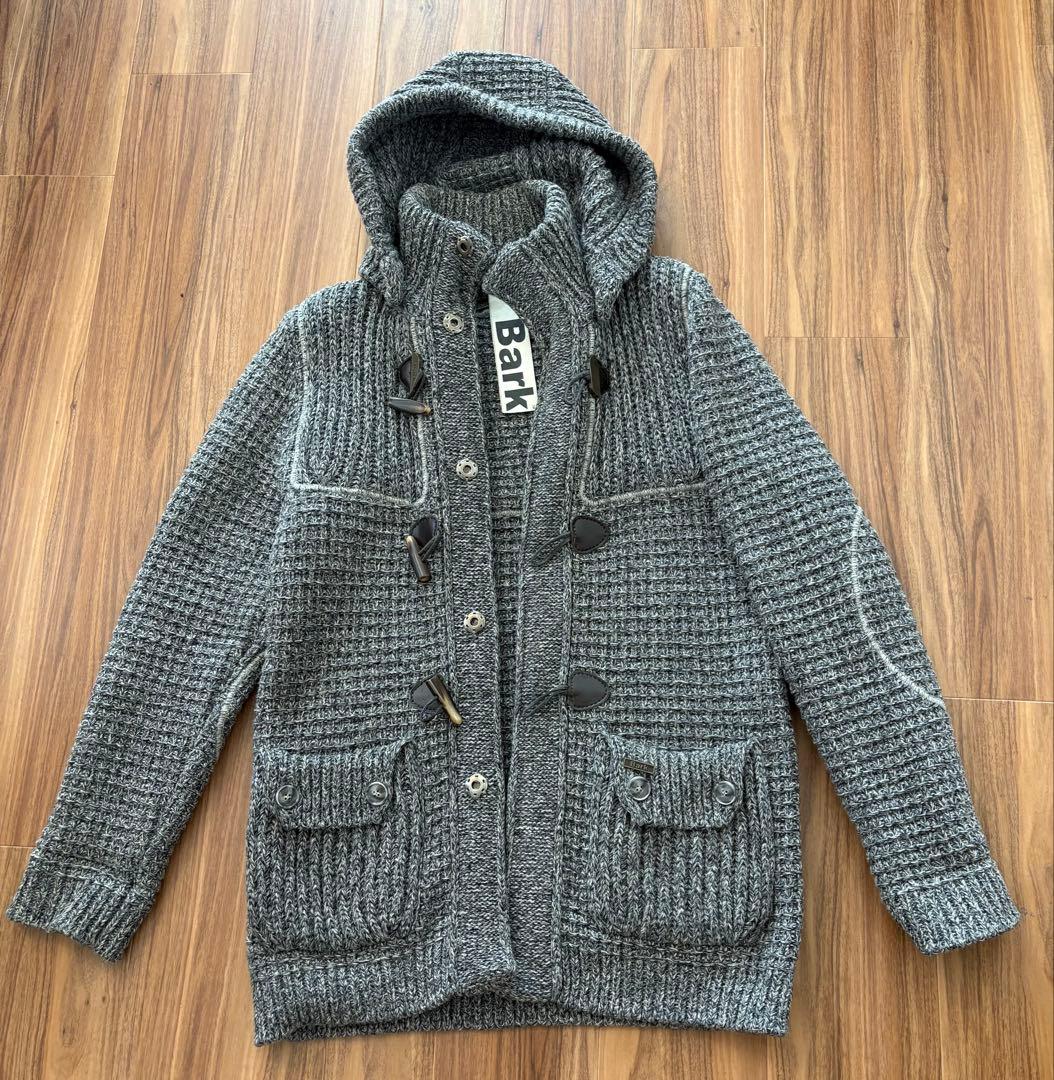 Bark フード付きニットダッフルコート グレー S