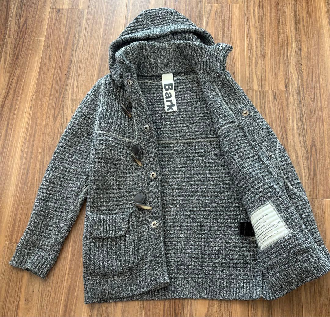 Bark フード付きニットダッフルコート グレー S