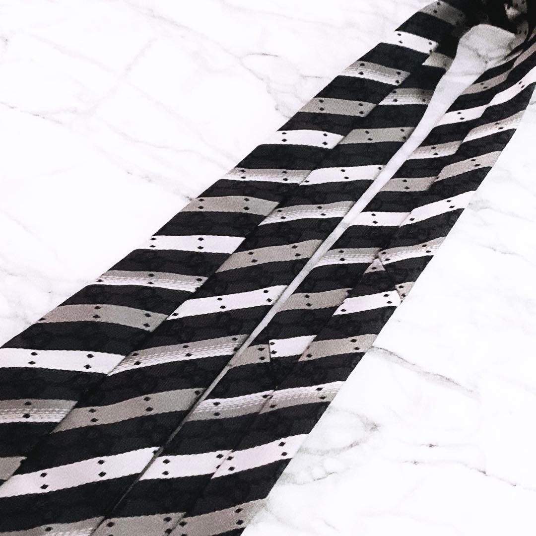 ✨未使用タグ付✨GUCCI GG柄　ドットストライプ　ネクタイ