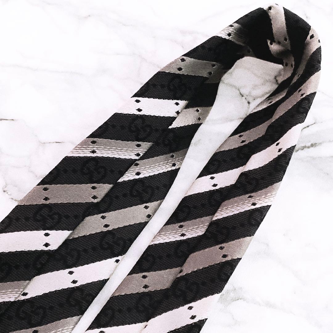 ✨未使用タグ付✨GUCCI GG柄　ドットストライプ　ネクタイ