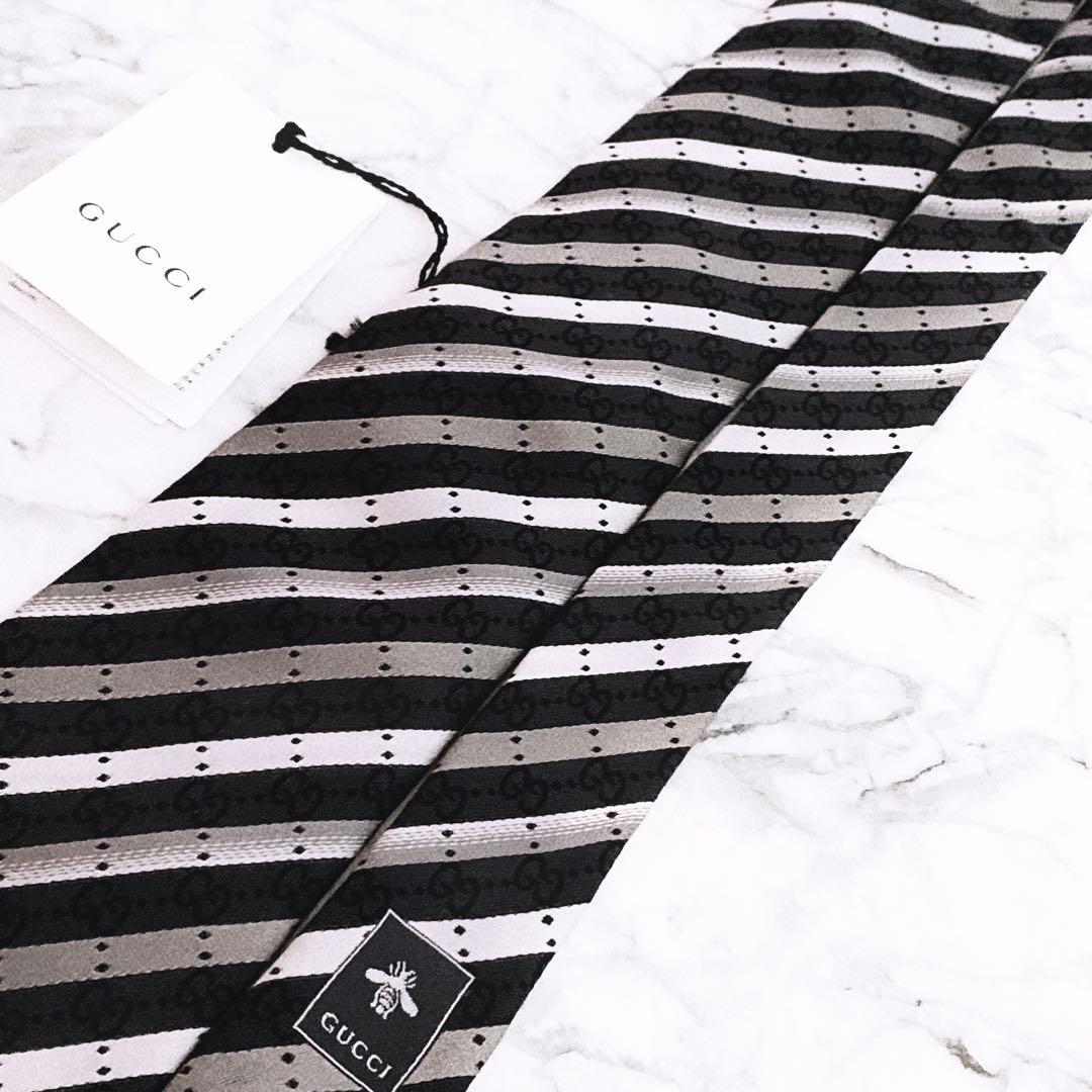 ✨未使用タグ付✨GUCCI GG柄　ドットストライプ　ネクタイ
