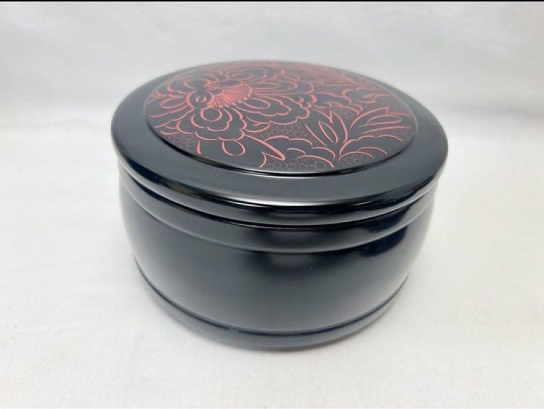 ほぼ未使用 懐石道具 輪島塗 木製漆器 ボタン紋 散寿司桶 5客揃 共箱