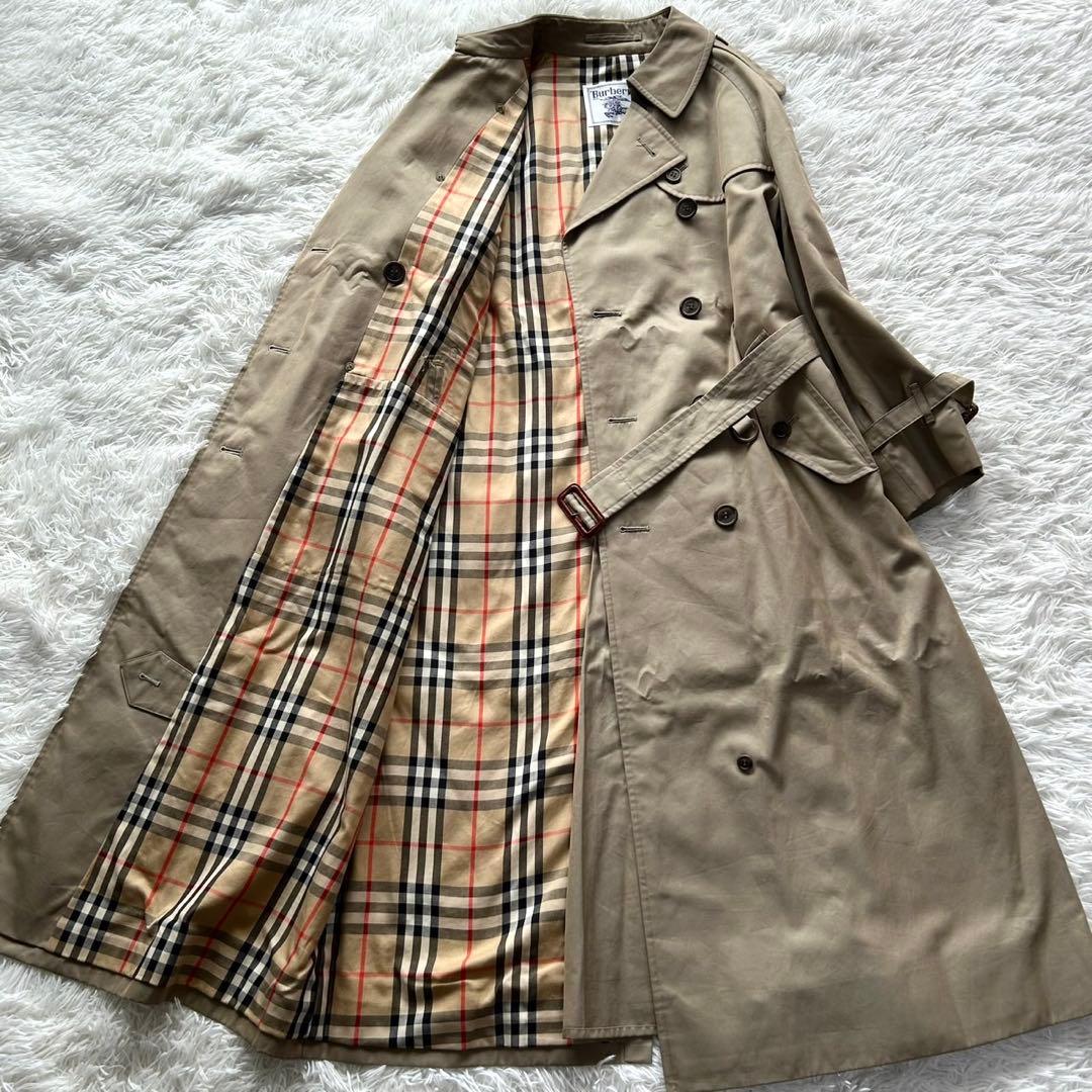 【美品】BURBERRY バーバリー トレンチコート　ロング丈　ベージュ　L相当