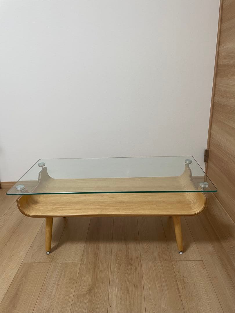 ニトリ　ガラス天板の木製センターテーブル