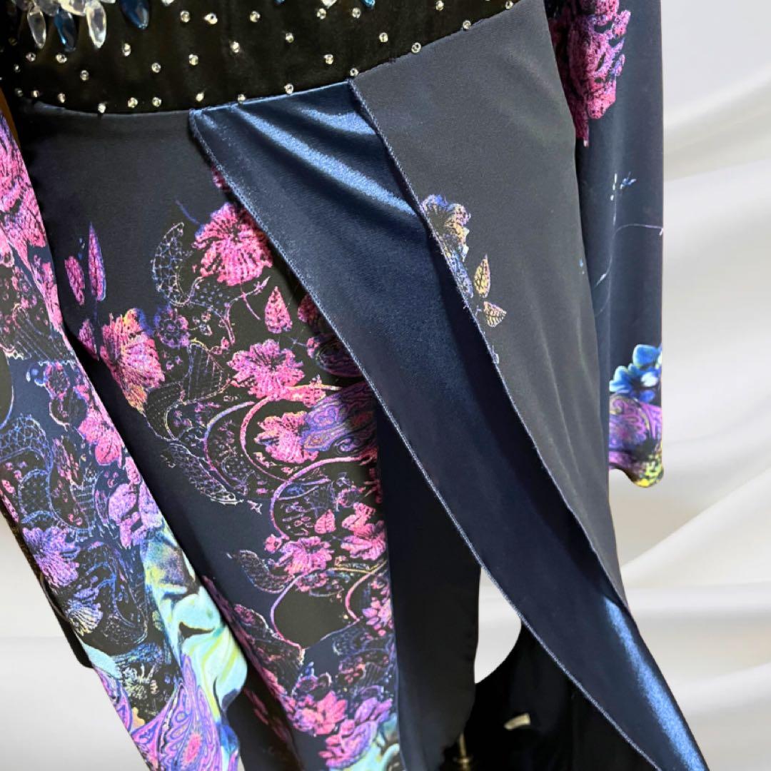 着物風ドレス　シフォンロングドレス　花魁ドレス　ブルー　RYUYU 流遊