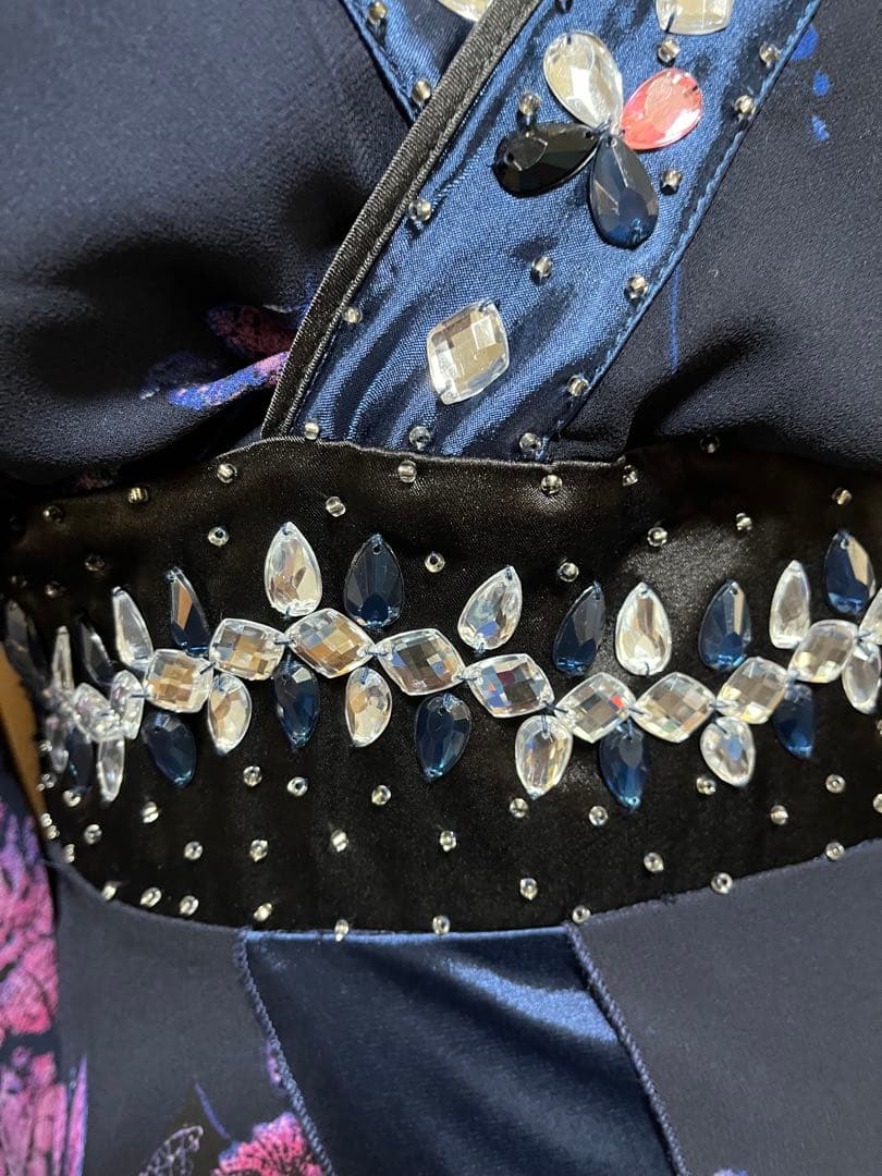 着物風ドレス　シフォンロングドレス　花魁ドレス　ブルー　RYUYU 流遊