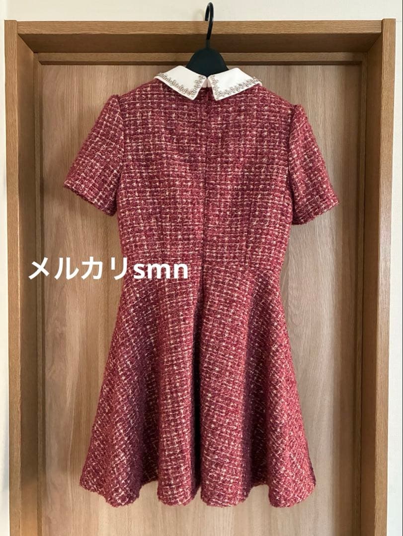 robe de fleurs ツイードドレス　S レッド　シュガー