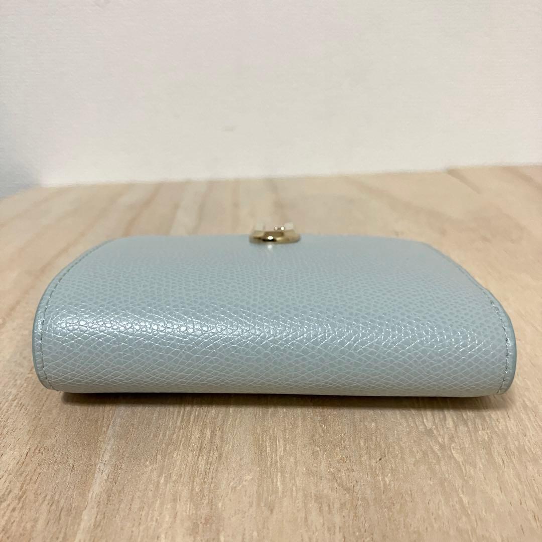 極美品✨FURLA フルラ 二つ折り財布 ミニ財布 ライトブルー 水色 ゴールド