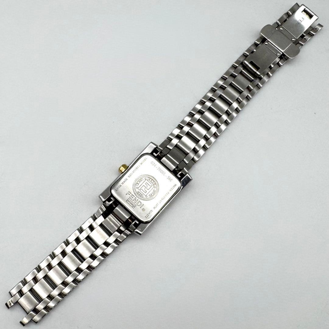 美品 電池交換済 フェンディクォーツ 7000L クラシコ スクエア ゴールド