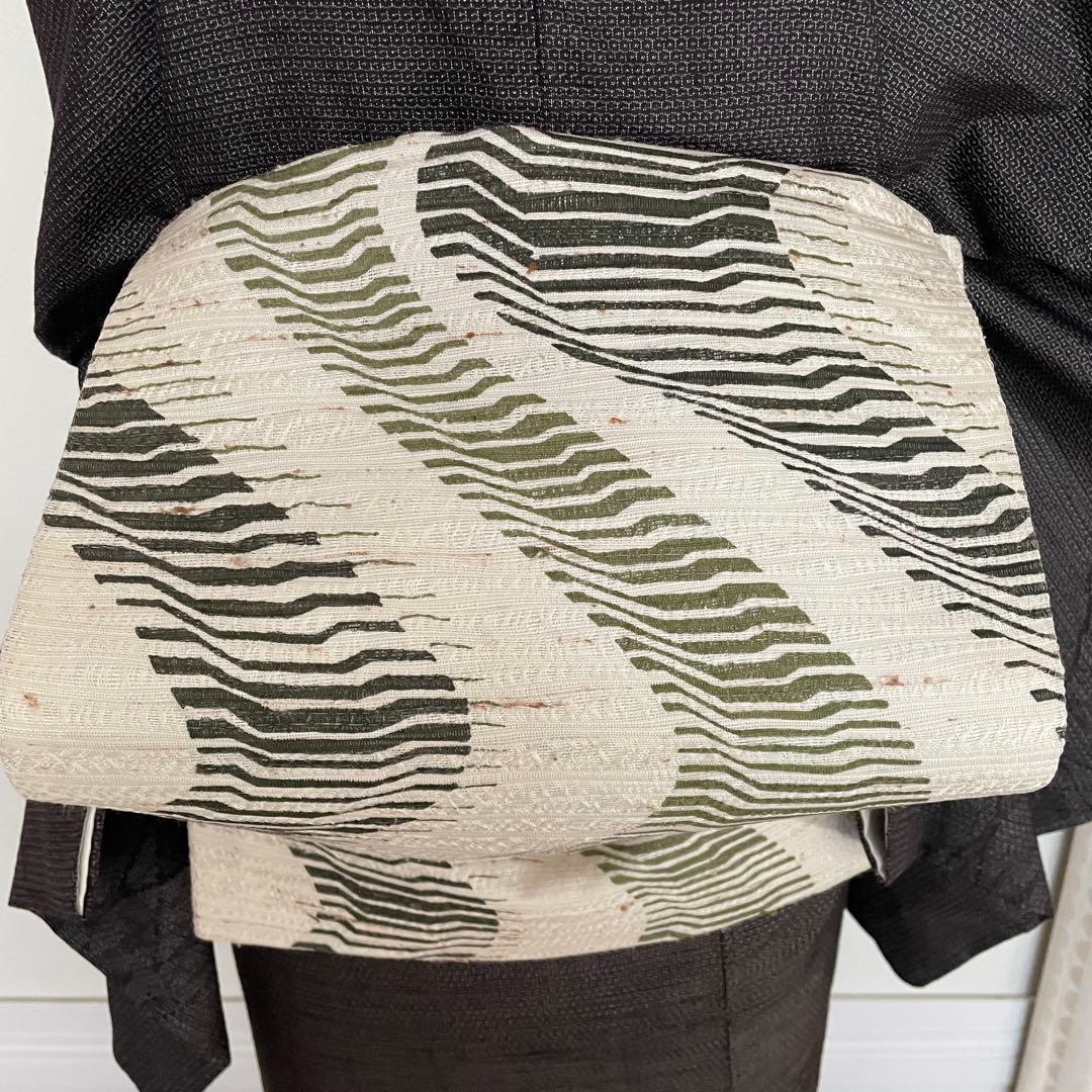 深茶 十日町紬 付下げ100亀甲 正絹着物