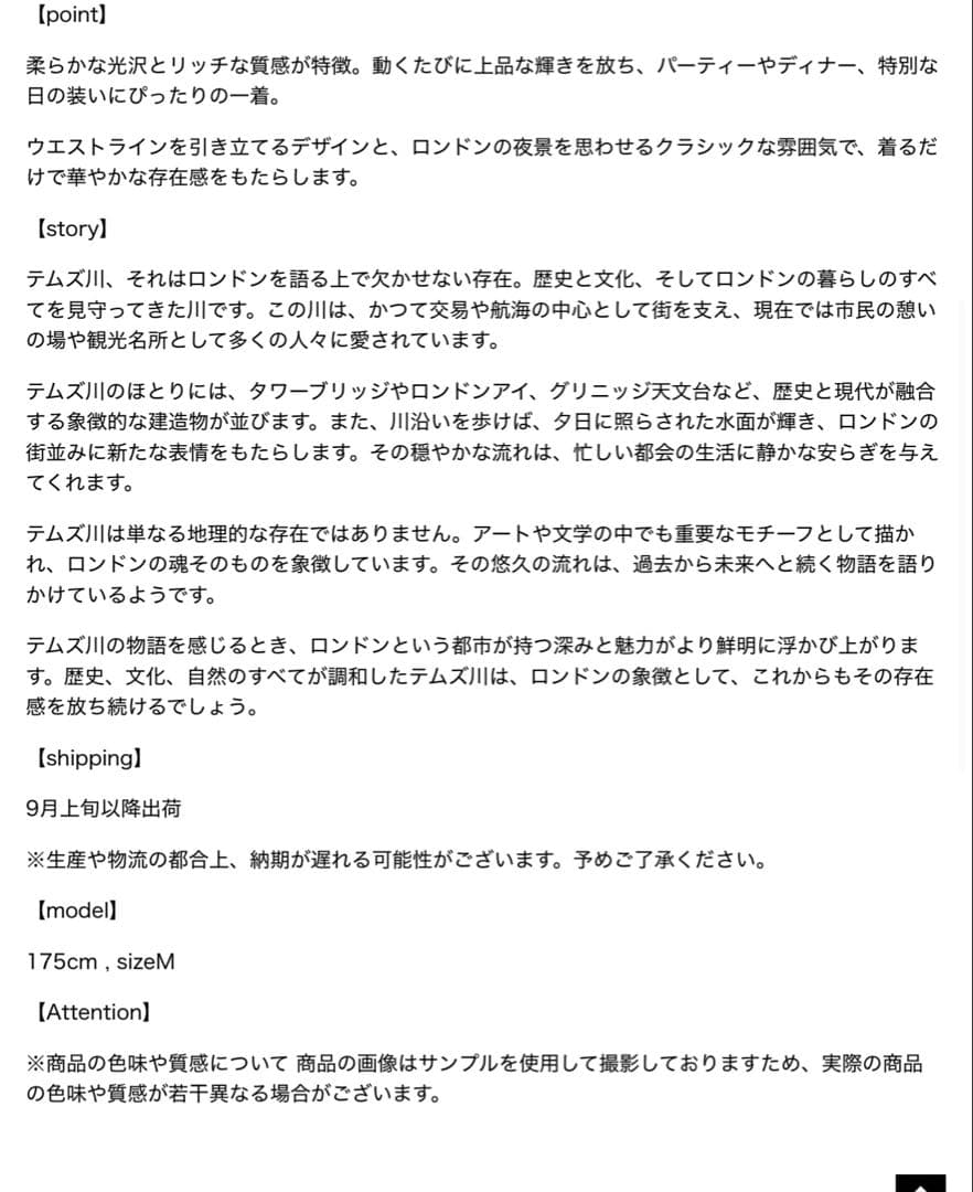 【THETOE 】Thames Onepiece【未使用】