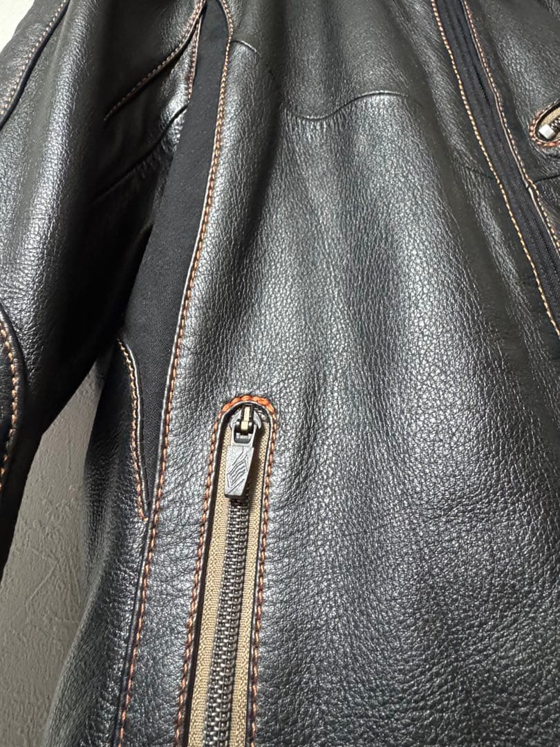 HYOD フード付きブラック本革ジャケット M D3Oプロテクター