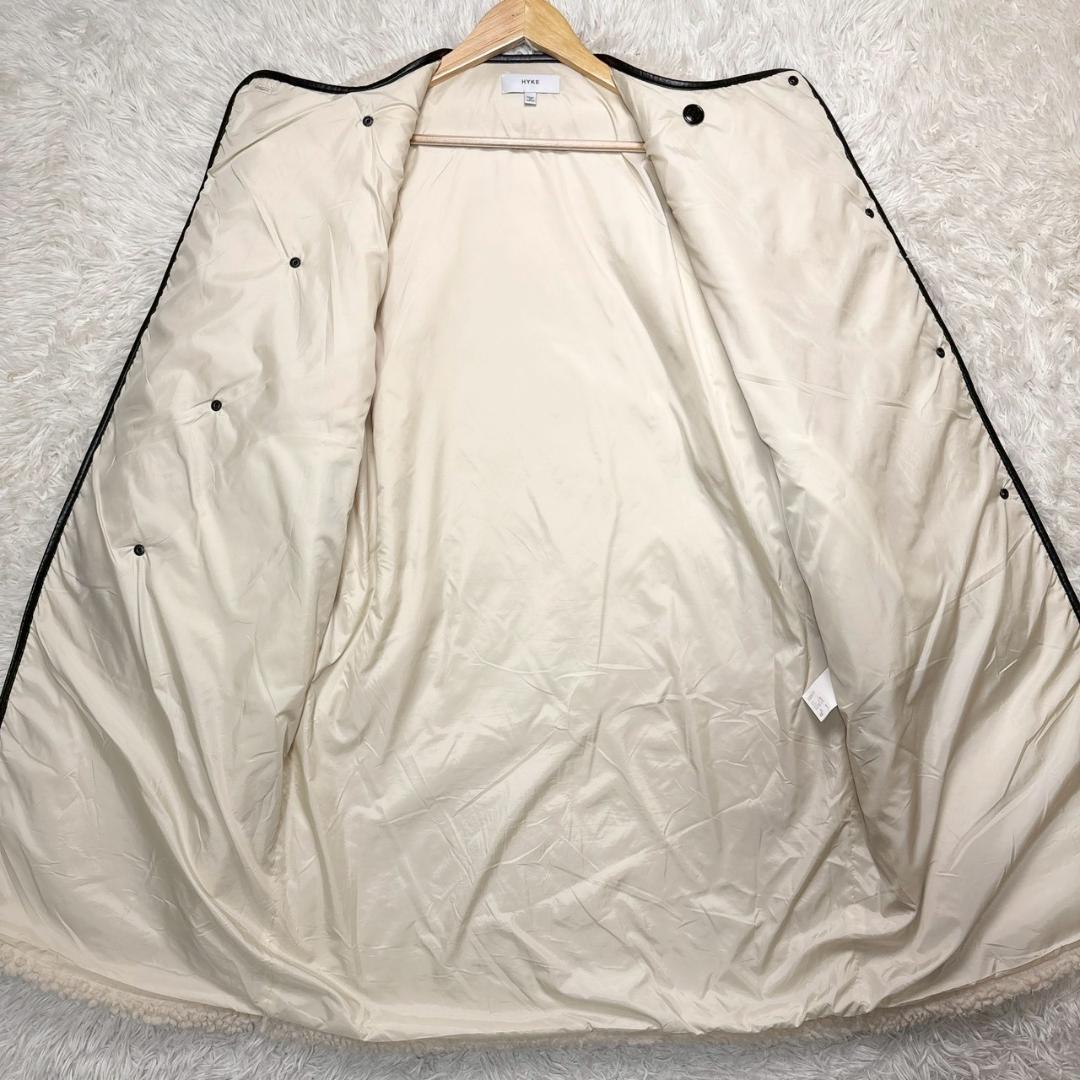 HYKE　ベージュ ボアコート フリース オーバーサイズ フロントボタン付き