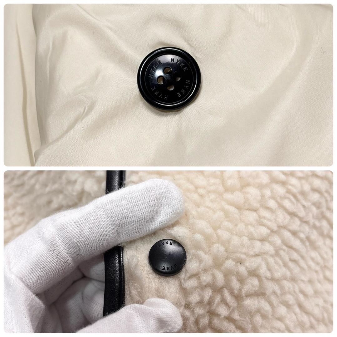 HYKE　ベージュ ボアコート フリース オーバーサイズ フロントボタン付き