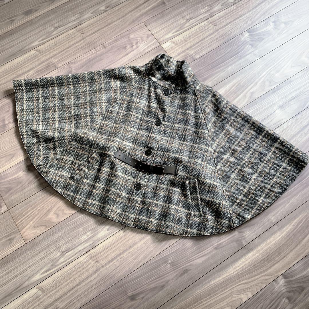 Max Mara marella sport モヘヤ混　ケープポンチョ　チェック