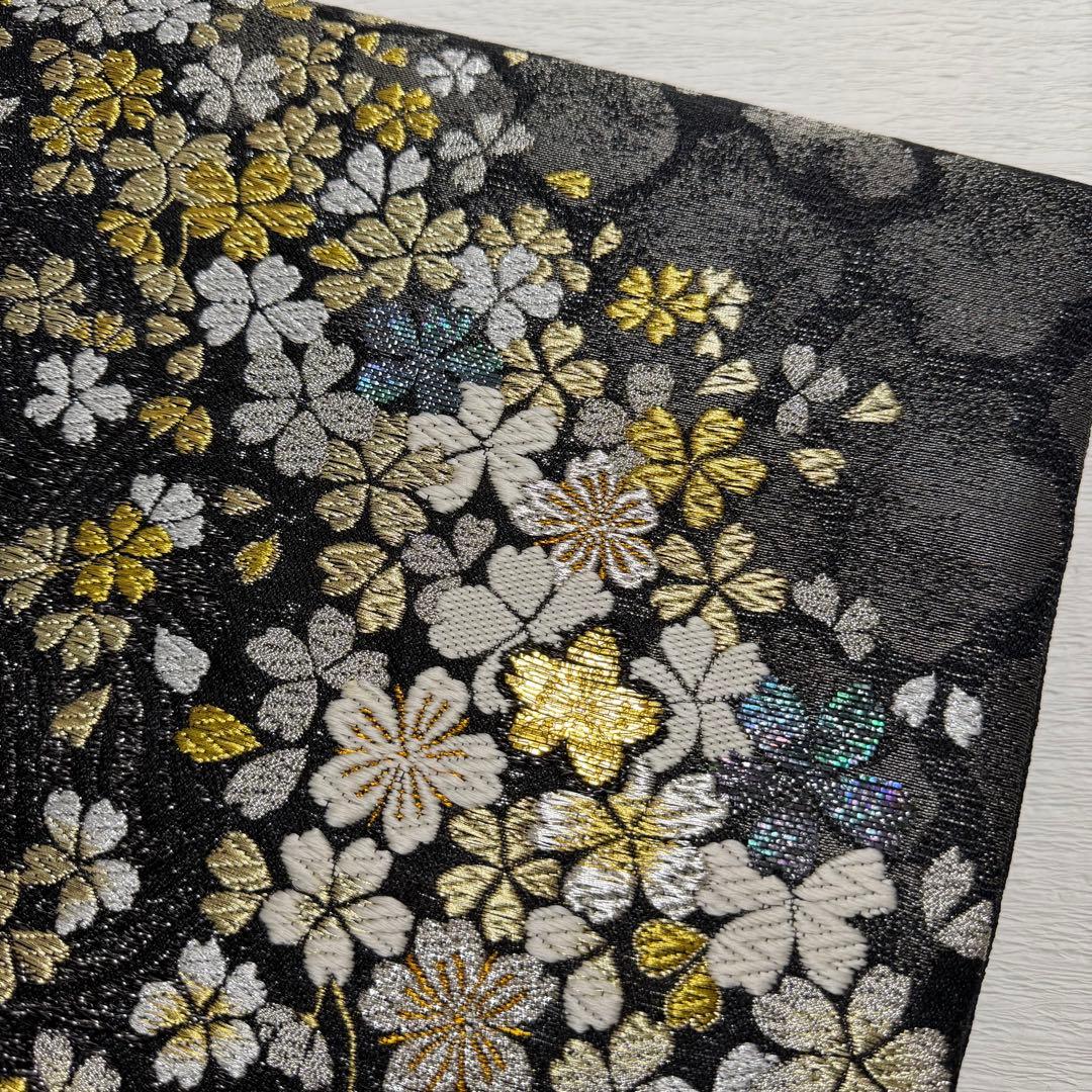 m-24 誉田屋源兵衛 誉文彫金 桜 螺鈿 袋帯 正絹 未使用極美品