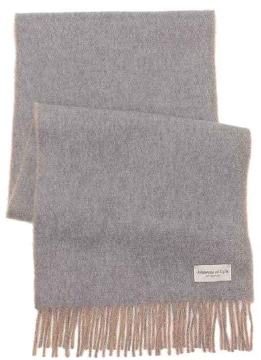 Johnstons of Elgin カシミヤマフラー　キャメルグレー中判
