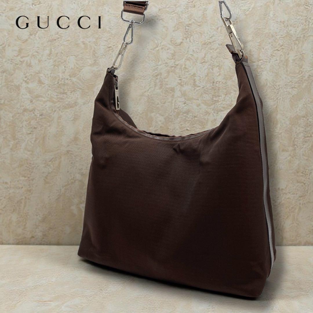 GUCCI グッチ ショルダーバッグ ブラウン ナイロン イタリア製