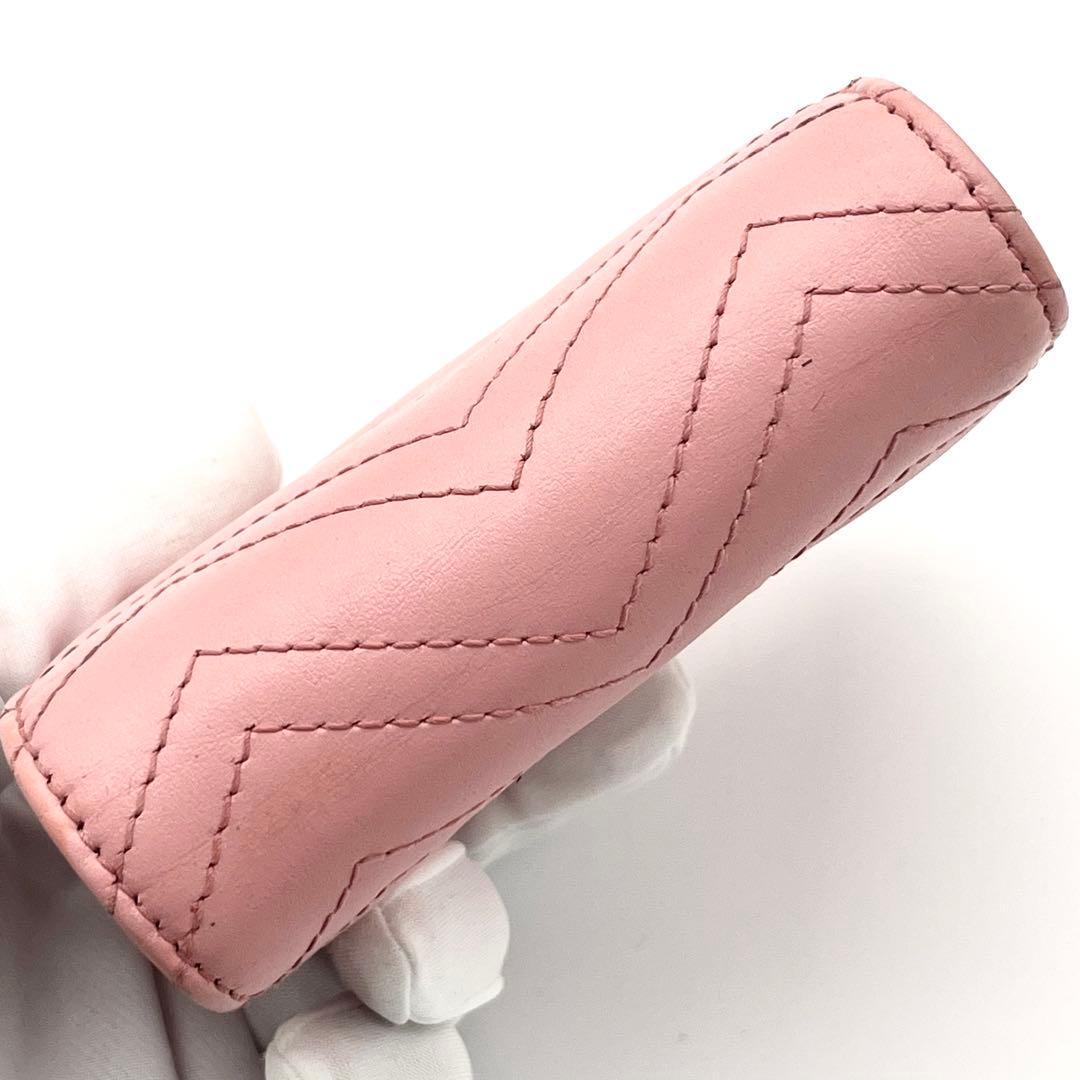 GUCCI 二つ折り財布　キルティング　マーモント　レザー　ピンク　598629