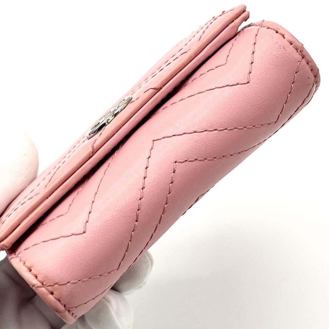 GUCCI 二つ折り財布　キルティング　マーモント　レザー　ピンク　598629