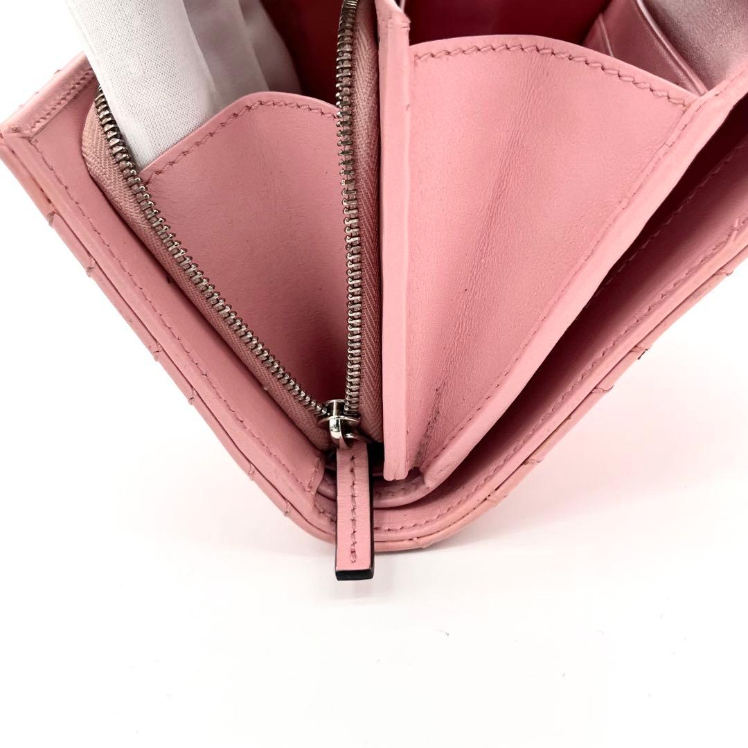GUCCI 二つ折り財布　キルティング　マーモント　レザー　ピンク　598629