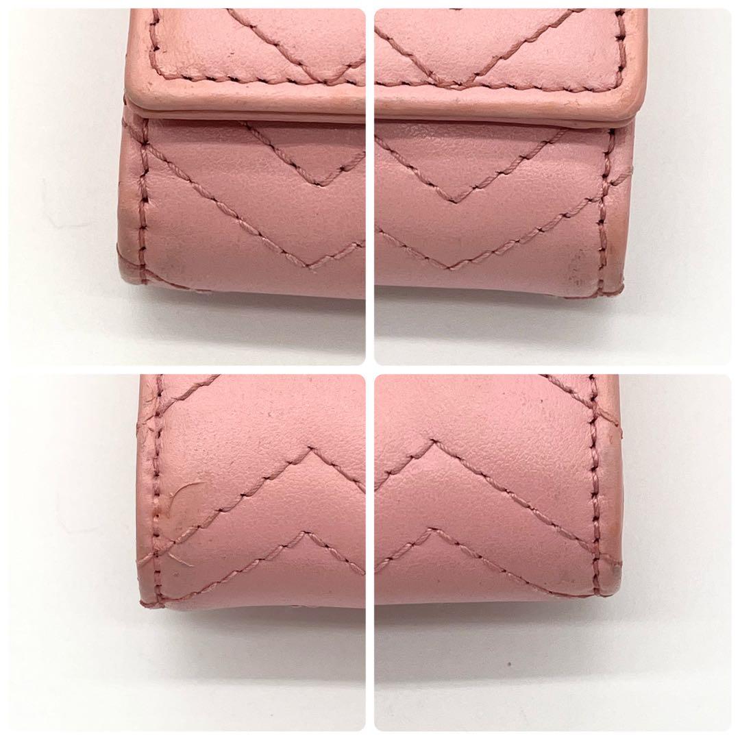 GUCCI 二つ折り財布　キルティング　マーモント　レザー　ピンク　598629