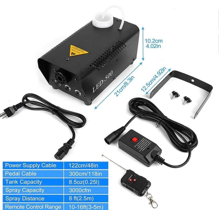 スモークマシン フォグマシン 500W 赤 緑 青3つの単色コントロール舞台設備