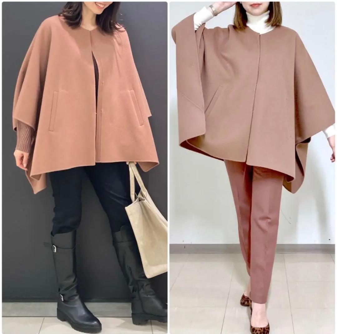 21aw Theory luxe ケープコート 350ヴィンテージトープブラウン